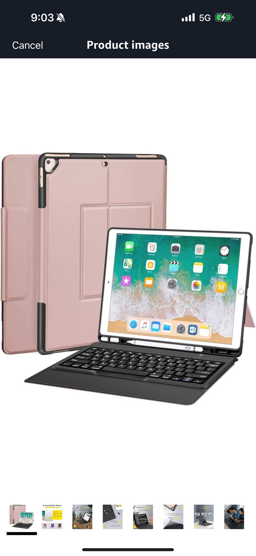 I Pad Pro 12.9 Rose Gold Tablet Case with Keyboard