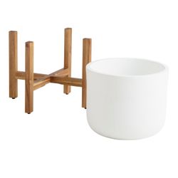 World Market Outdoor Planter With Wood Stand