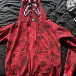 Red Bape Shark Hoodie Size S