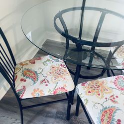 Glass Table And Three Chairs