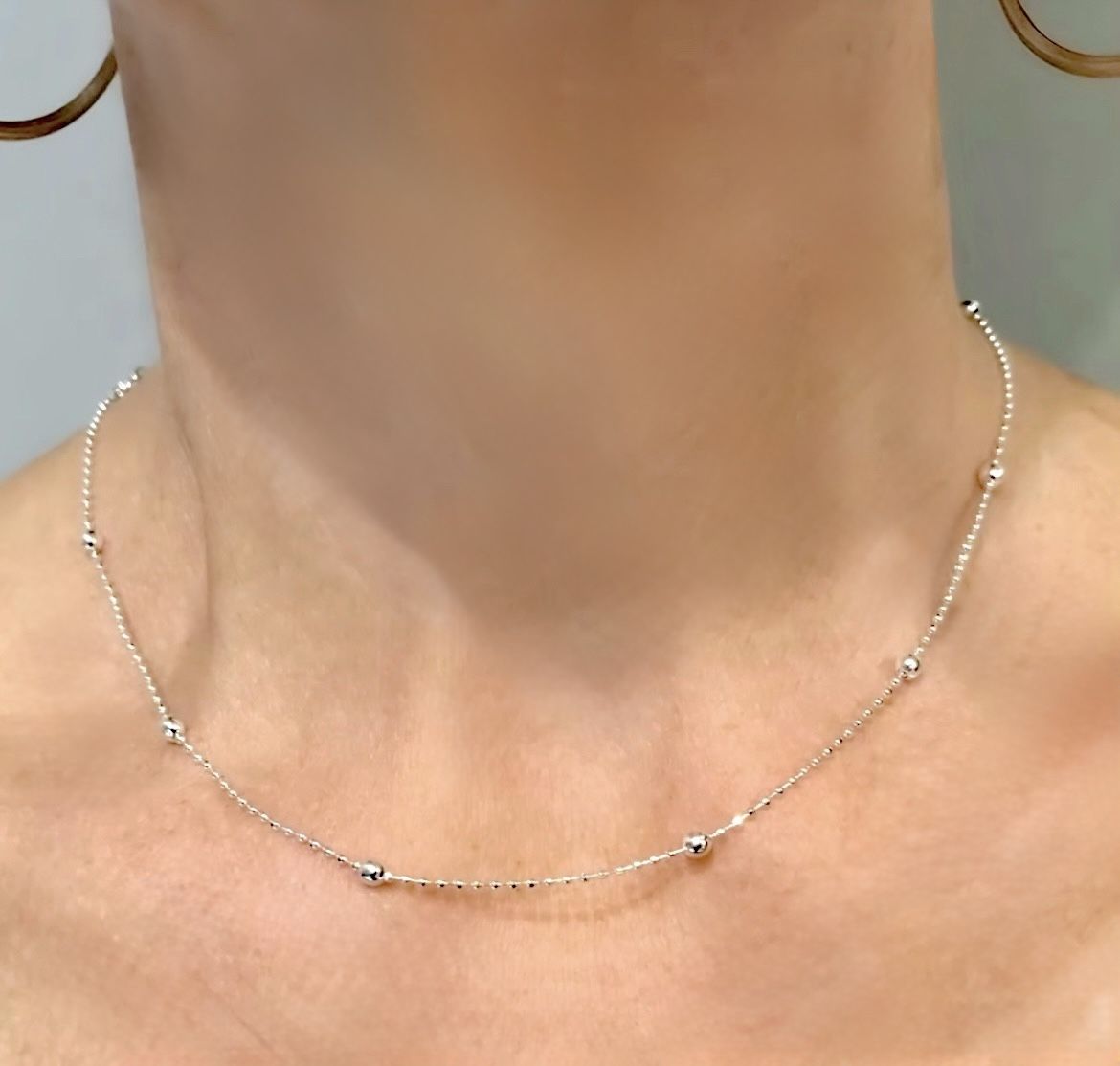 16” Sterling Silver Satellite Chain Necklace, Layer It Up, Or Use It For Charms