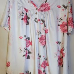 2X Womans silky  White, Pink Floral top