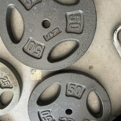 pair of 50lb iron plates 1 inch hole  $90 