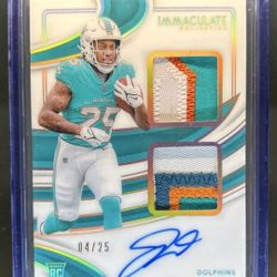 2024 Impeccable Jaylen Wright Rookie Auto Patches Card Numbered 4/25