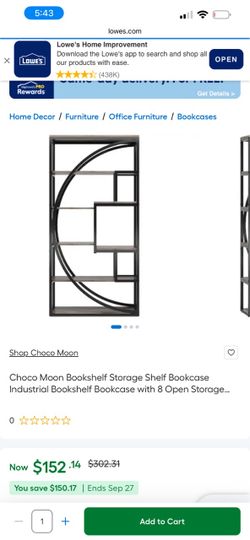 Choco Moon Industrial Bookcase with Open Storage