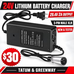 24V Lithium Mobility Scooter Charger – 29.4V 2A 3-Pin XLR
