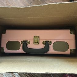 Pink Retro Vintage Suitcase Portable Vinyl Record Player Turntable
