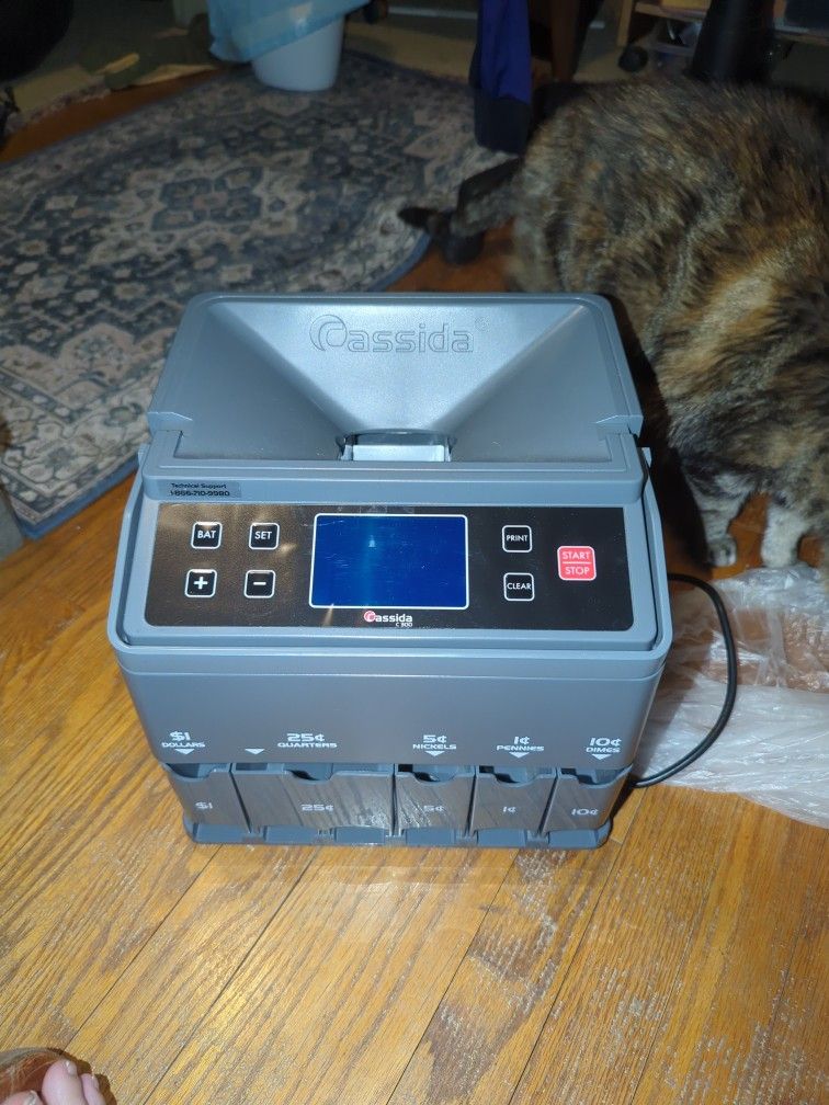 Cassida C300 Professional USD Coin Counter, Sorter and Wrapper/Roller, 300 coins/min, with Quickload and Printing-Compatible,Gray