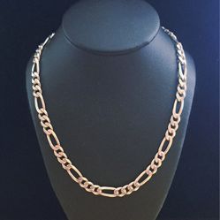 Large Italian Sterling Silver Figaro Link Chain - 18 Inches