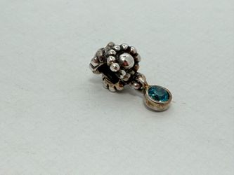 Retired Pandora Daisy Dew Drop Dangle Blue Topaz & Sterling Silver Charm