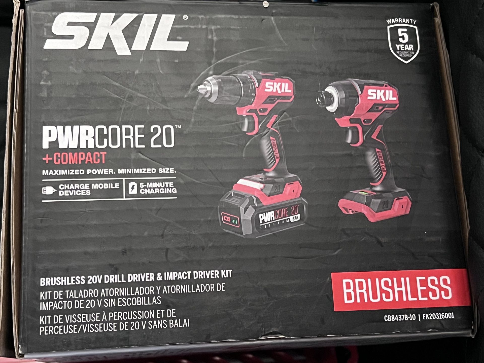 SKIL PWRCore 20V Brushless Drill & Impact Driver Kit (Brand New)