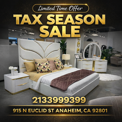 White / Gold Modern Queen Size Bed Frame