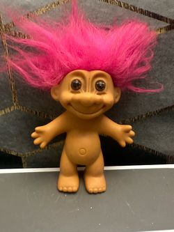 Vintage Troll Doll with Pink Hair