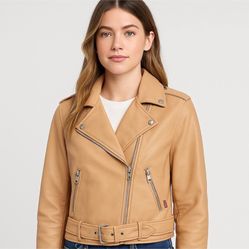 Levi’s Faux Leather Moto Jacket Tan Size Small NWT