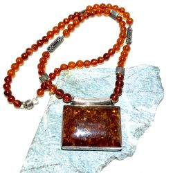 Sterling Amber BAKELITE Necklace 