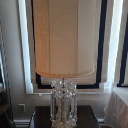 Elegant Vintage Cut Crystal Table Lamp with Prisms