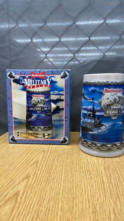 Budweiser Navy Mug. Item No 415 (Shopgoodwill)