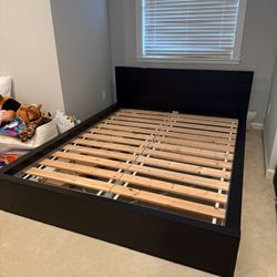 IKEA Queen Size Malm Bed Frame And Wood Slats