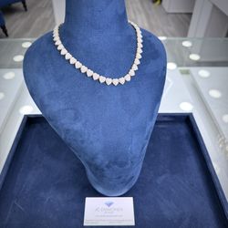 Chain Heart Diamonds Natural Real 10 MM WIDE 1ok Gold 