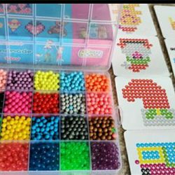 24 Colors 2400+Pcs Sticky Fuse Beads Kids Arts and Crafts Magic Non Toxic for 5-10 Year Old Girls Jewelr for Kids DIY Kit Water Spray Beads