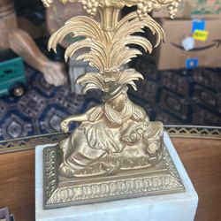Beautiful Gold, Gilded Candle Holder Antique Marble Base