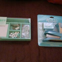 New Wooden Tray With Desk Accessories And Stapler Set $10 Each