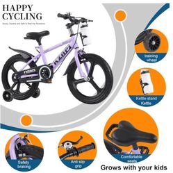 Kids Bike for Boys & Girls Ages 3-9, High Carbon Steel Frame & Magnesium Alloy Wheels, Glow-in-The-Dark Training Wheels, Adjustable Seat with Included