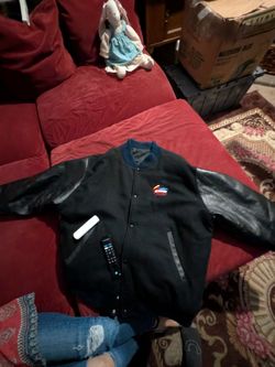Vintage Nascar jacket size xxl.mens with leather sleeves  plain on the back