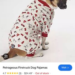 Petrageous Firetruck Dog Pajamas Large