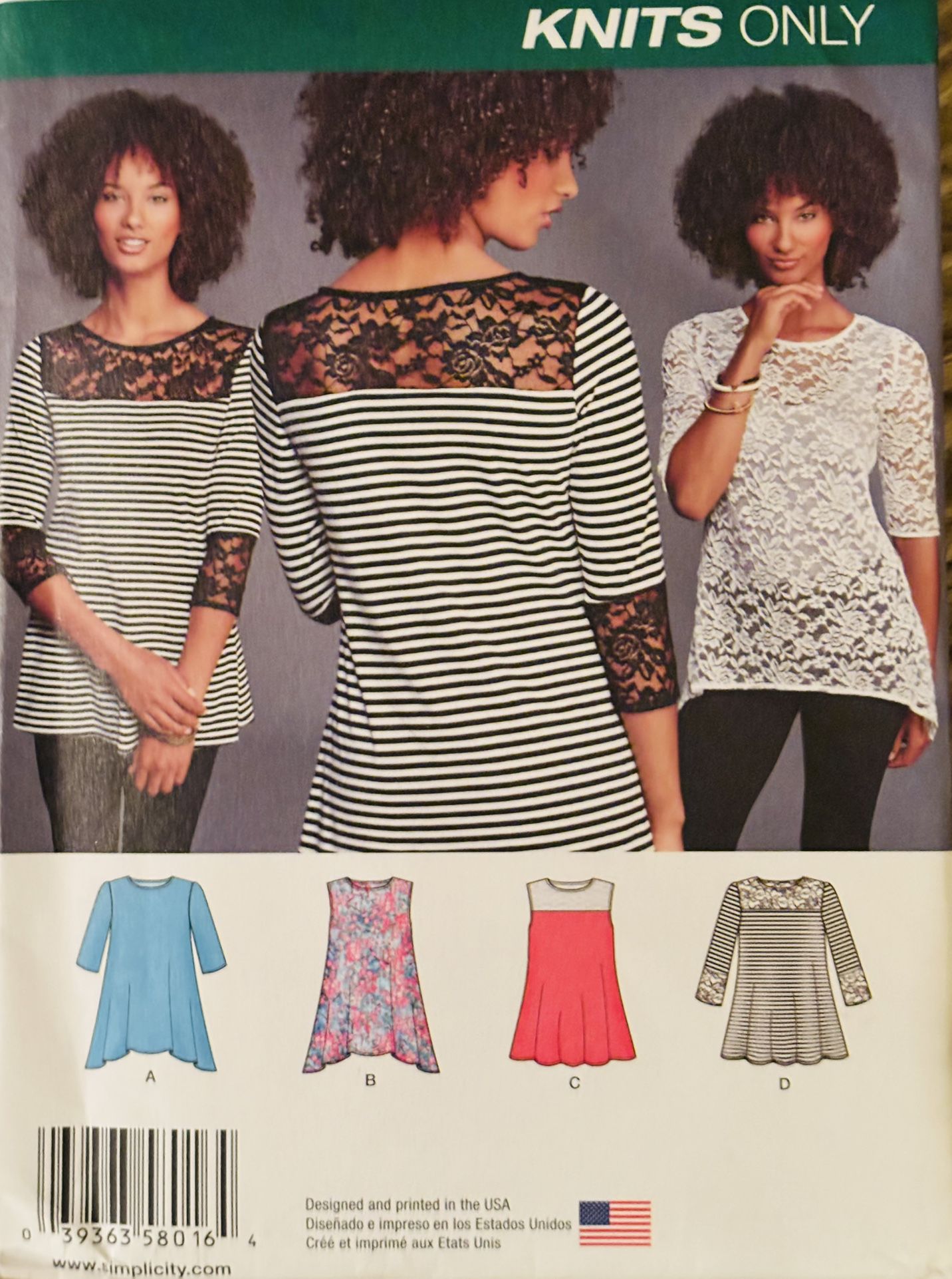 Simplicity 8016 Pattern Pullover Tops Sizes XXS-XXL