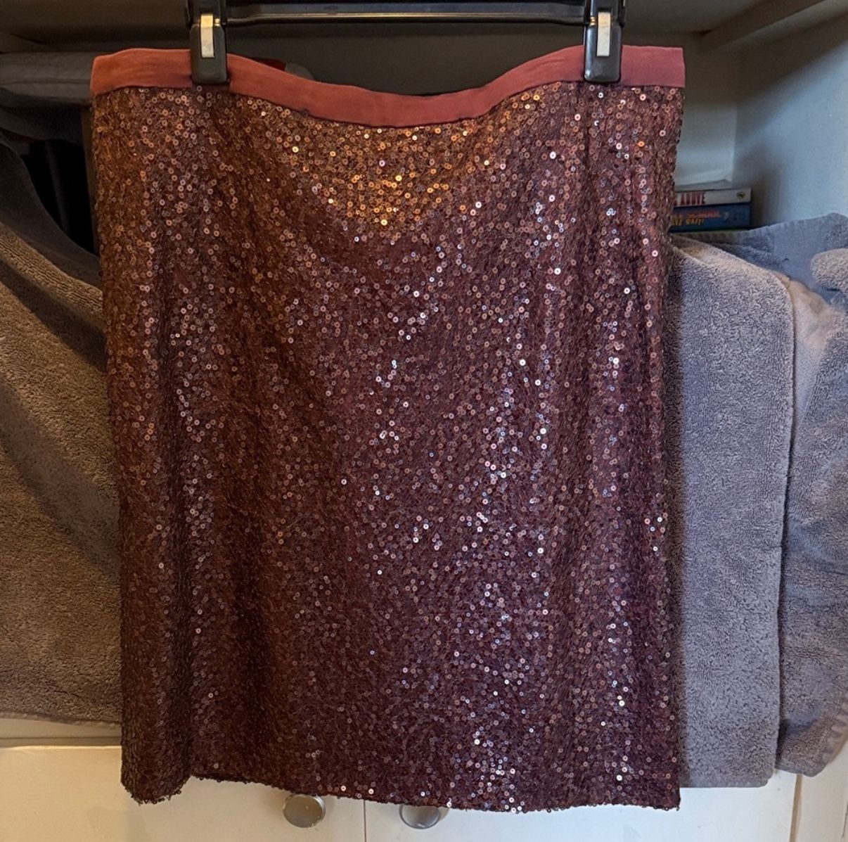 J. Crew Sequin Pencil Skirt in Rich Burgundy