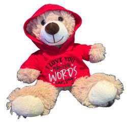 Custom Personalized 13 Inch Brown Teddy Bear, add Embroidered name to the hoody I LOVE YOU MORE THAN WORDS