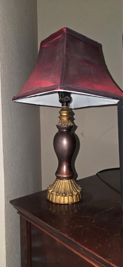 Burgundy & Gold Traditional Table Lamp with Square Shade