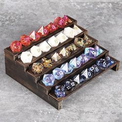 5 Tier Dice Set Bronze Display Shelf Stand for Dungeons & Dragons Fantasy Play