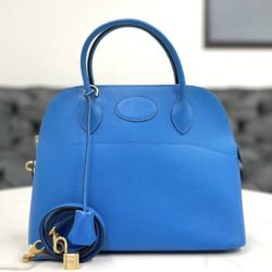 Hermes Bolide 31 Epson Blue Gold Hardware Bag B Stamp