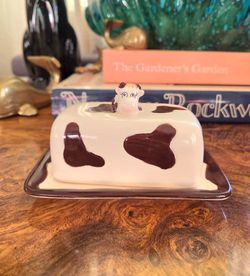 Italian Perugina Ceramic Cow Butter Dish - Rare