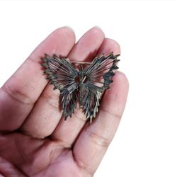 Vintage Tarnished Mexico Sterling Silver Butterfly Pin Brooch 1.25"