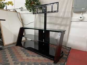 Black Glass Swivel TV Mount 3-Tier Console Table