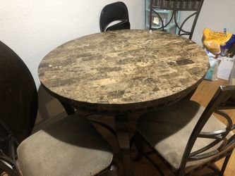 Marble Finish Dining Table With 4 Chairs 