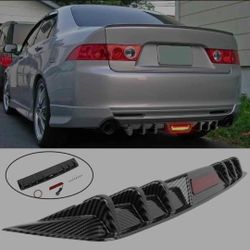 Acura Tsx 2004-2014 Carbon Rear Bumper Lip Diffuser W/LED