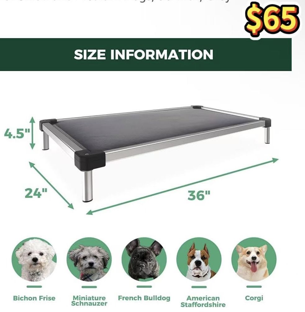 😀 FXW TitanNest Chew-Proof Elevated Dog Bed, Padded Cot for Indoor/Outdoor/Camping Use, Durable & Washable Pet Bed for Small and Medium Dogs, 36-Inch