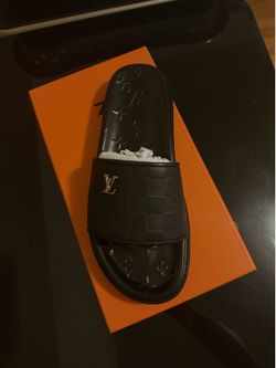 Black designer-inspired slide sandals