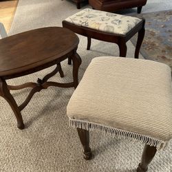 Vintage Table, Bench And Stool