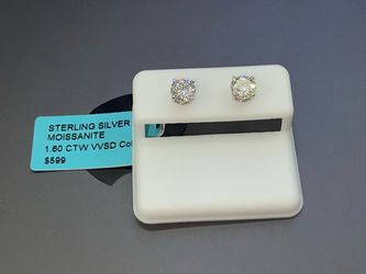 Sterling Silver Moissanite Stud Earrings 1.60 CTW
