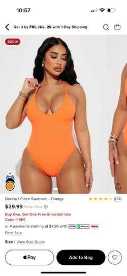 Fashion Nova One Piece Swimsuit, Orange