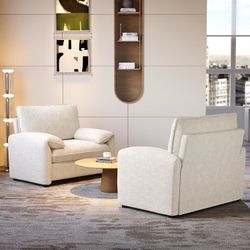 Oversized Accent Chair, 41 Inch Chenille Fabric Armchair, Comfy Single Sofa Chair with Padded Arms, Pocket Spring Cushion, Modern Reading Chair for Li