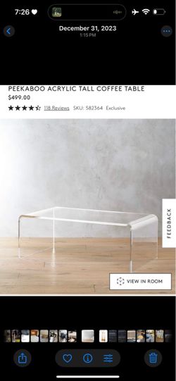Acrylic Clear Coffee Table