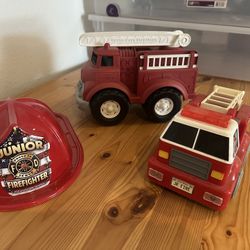 Fire truck Set (2 Fire trucks, one Fireman’s Hat)