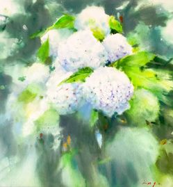 #Original Watercolor Painting On The Arches 300gsm/ 20”x20”/ ‘Hydrangea, the scent of summer’