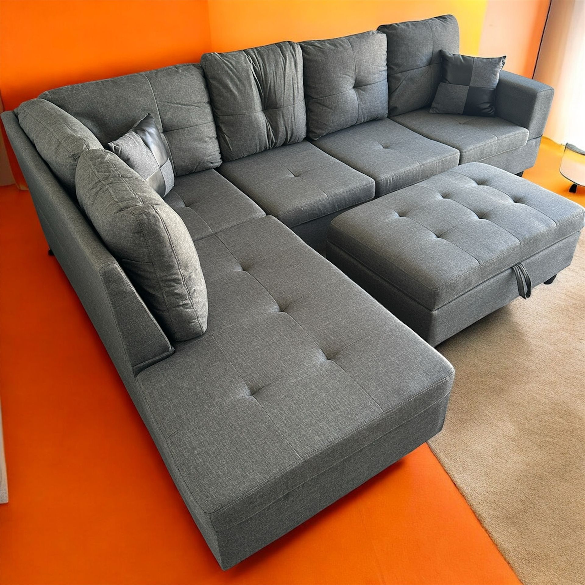 Free Delivery! New Sectional Couch with Ottoman Storage